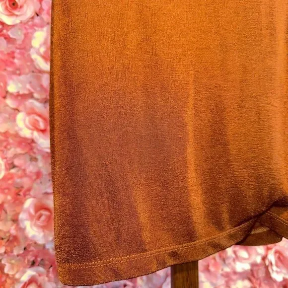 Just Polly (Small) Burnt Orange Button Up V-Neck Dress with Collar - Picture 5 of 5